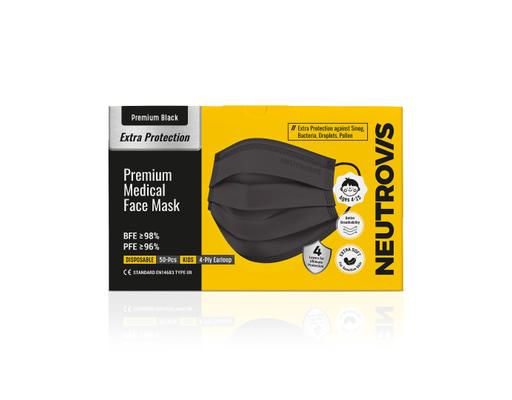 Neutrovis - Premium 4 Ply Medical Face Mask For Kids Black